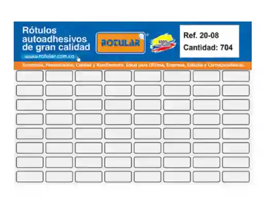 Rótulo Adhesivo Blanco Mate 20x08 Mm – Paquete X704 Unidades
