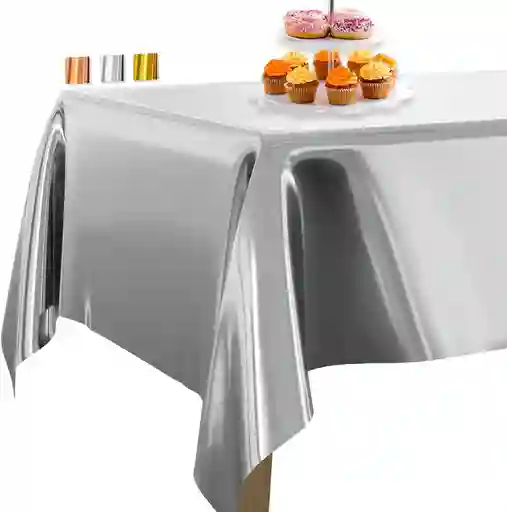 Mantel En Papel Aluminio Plateado Fiestas Y Decoración
