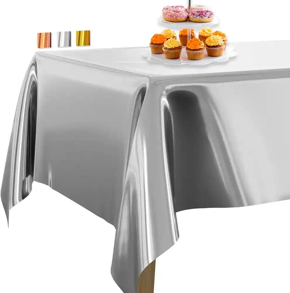 Mantel En Papel Aluminio Plateado Fiestas Y Decoración