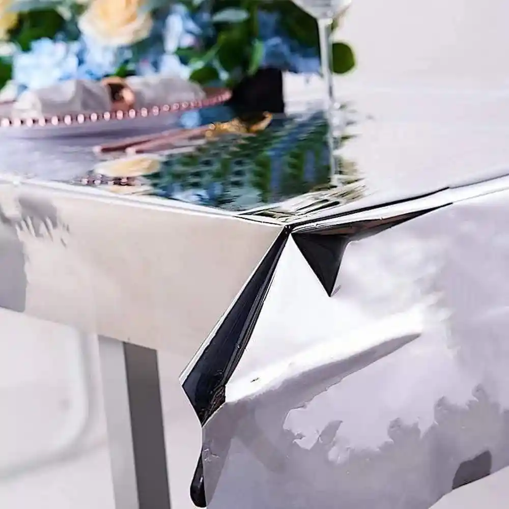 Mantel En Papel Aluminio Plateado Fiestas Y Decoración