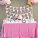 Mantel Rosado En Plástico Resistente Reutilizable