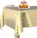 Mantel En Papel Aluminio Líneas Doradas Con Blanco Fiestas Y Decoración