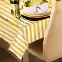Mantel En Papel Aluminio Líneas Doradas Con Blanco Fiestas Y Decoración