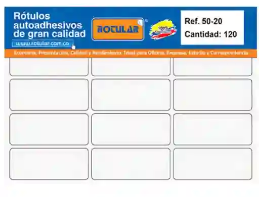 Rótulo Adhesivo Blanco Mate 50x20 Mm – Pack De 120 Unidades