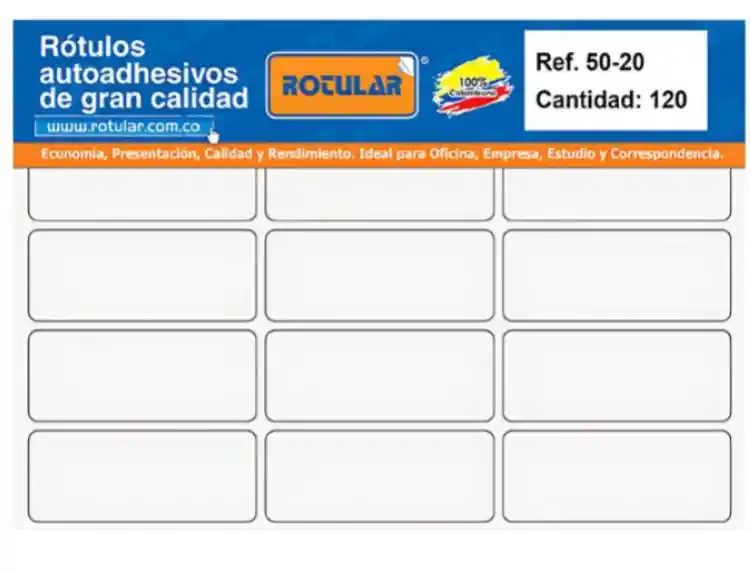 Rótulo Adhesivo Blanco Mate 50x20 Mm – Pack De 120 Unidades