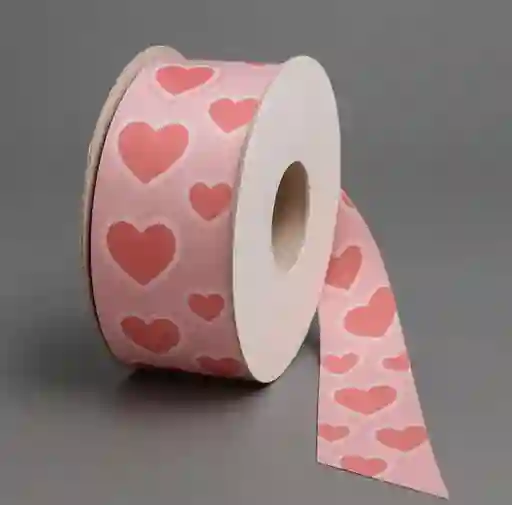 Cinta Rosada Corazones 3cm Ancho X 1 Metro