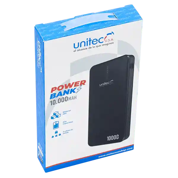 Power Bank 10.000 Mah Batería Portátil Unitec Con 4 Cables