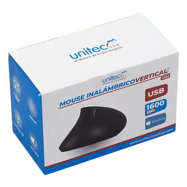 Mouse Inalambrico Vertical Ergonómico V886 Unitec 6 Teclas