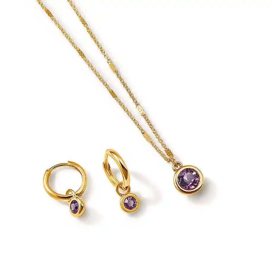 Set Collar + Aretes Amatista Febrero
