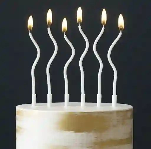 Velas De Cumpleaños Palito Espiral Blanca X 6