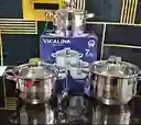 Bateria De Ollas En Acero Quirurgico 3 Ollas