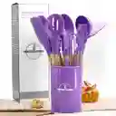 Set De Utensilios Para Cocina En Silicona Con Mango De Madera 12 Piezas