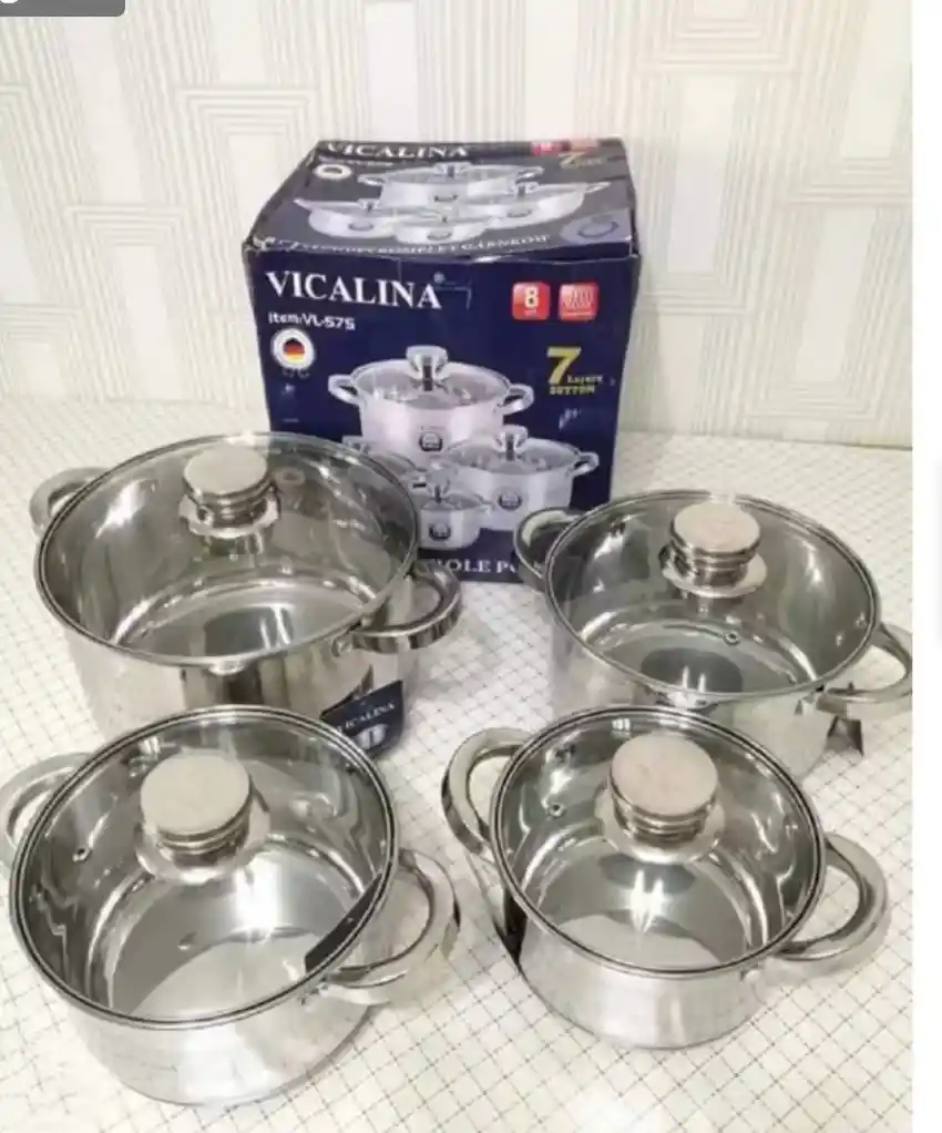 Bateria De Ollas En Acero Quirurgico 8 Piezas
