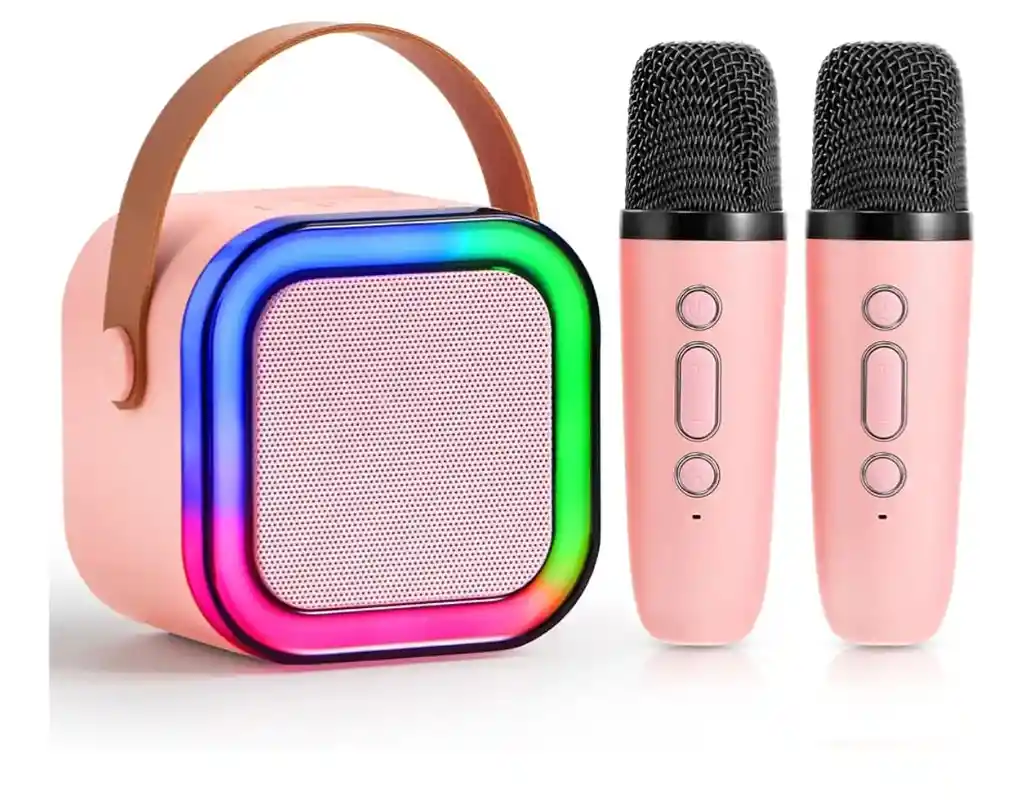 Parlante Altavoz Bluetooth Portátil Karaoke 2 Micrófonos