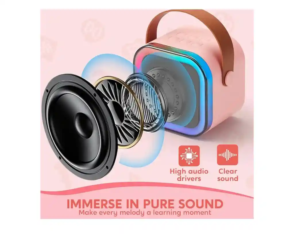 Parlante Altavoz Bluetooth Portátil Karaoke 2 Micrófonos