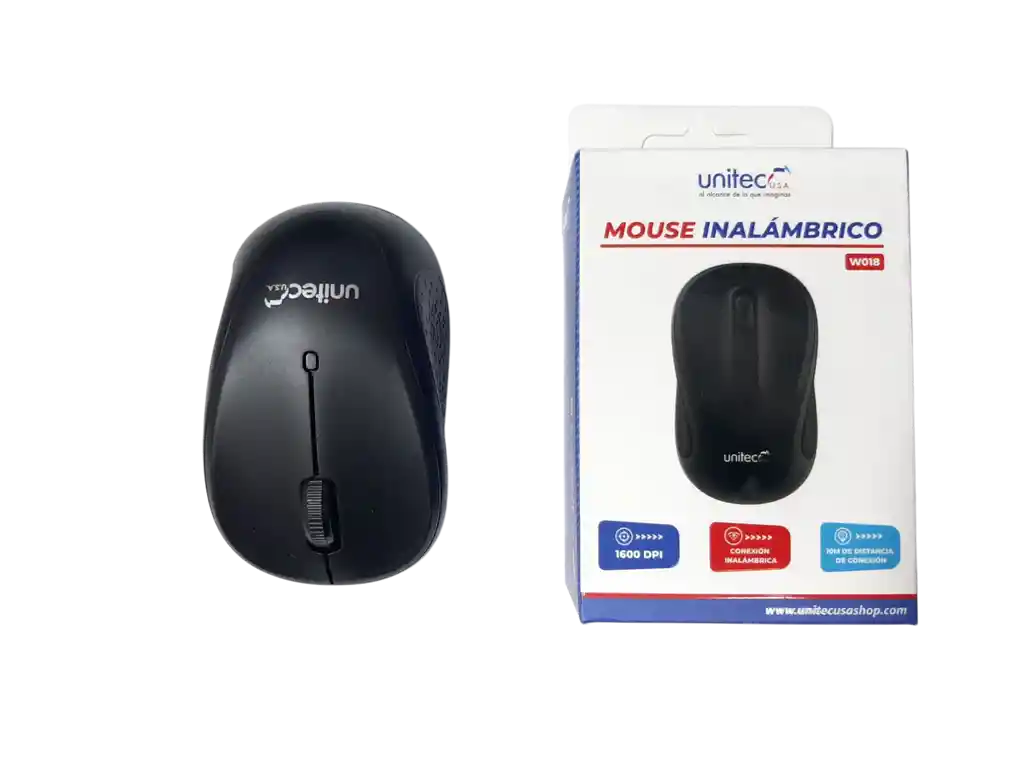 Mouse Inalámbrico W018 Unitec Usb 2.4ghz 1600 Dpi 10 Metros