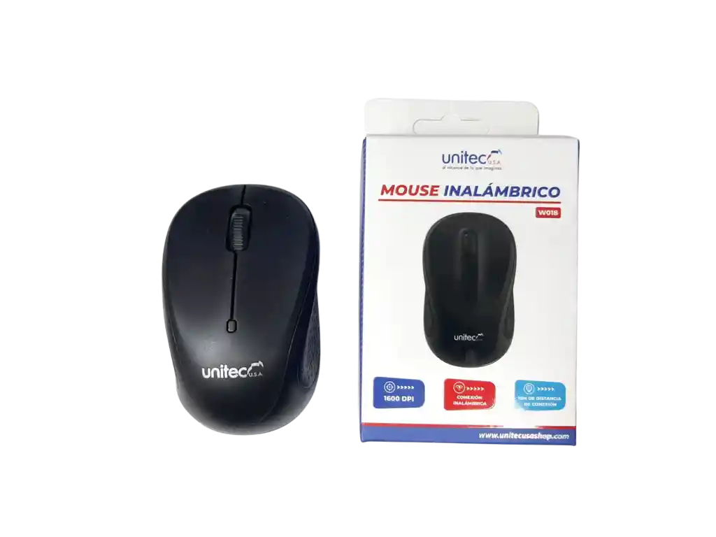 Mouse Inalámbrico W018 Unitec Usb 2.4ghz 1600 Dpi 10 Metros
