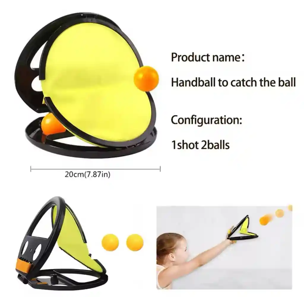 Juego De Pelota Raqueta De Mano Pádel Lanzar Y Atrapar 1 Par Color Negro