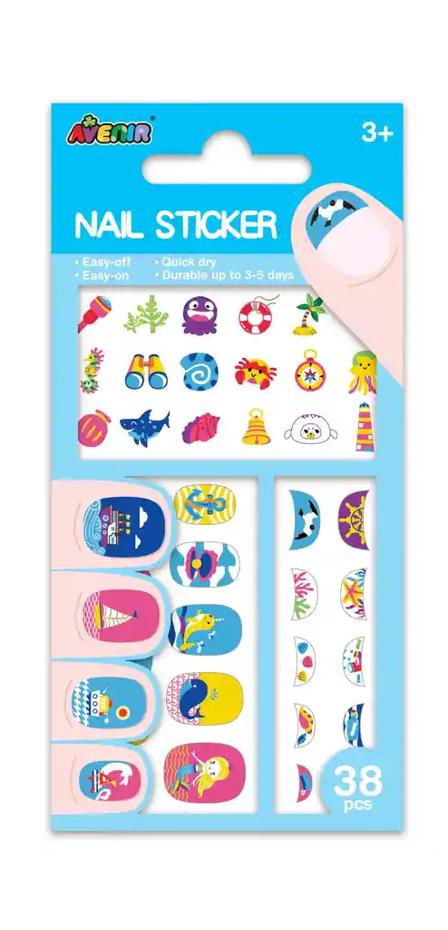 Juego Stickers De Uñas Infantil Animales Marinos Para Niños
