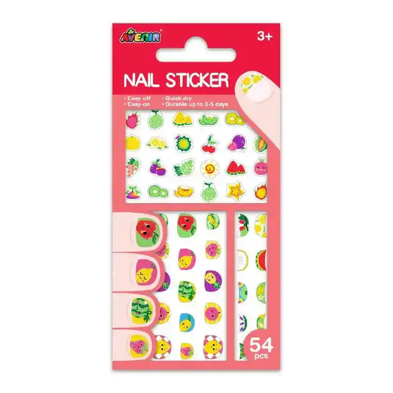 Juego Stickers De Uñas Infantiles Frutas Para Niños