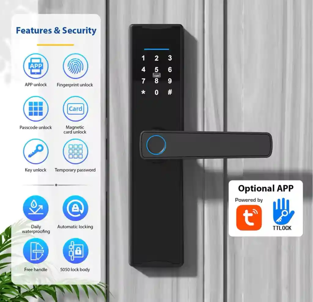 Chapa Cerradura Inteligente Digital Huella App Tuya Smart Life Entrada Principal