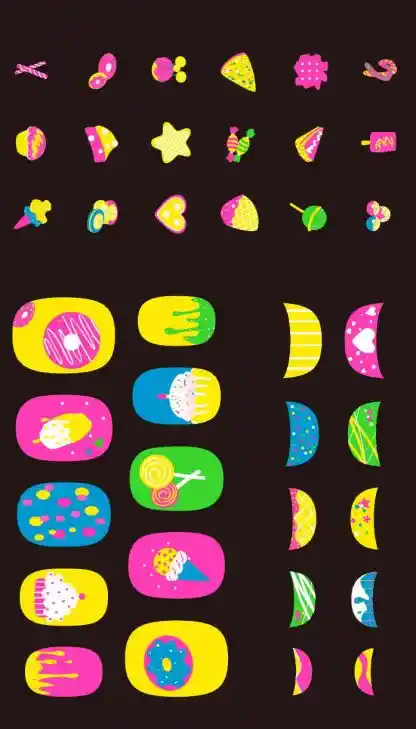 Juego Stickers De Uñas Infantiles Galletas Para Niños