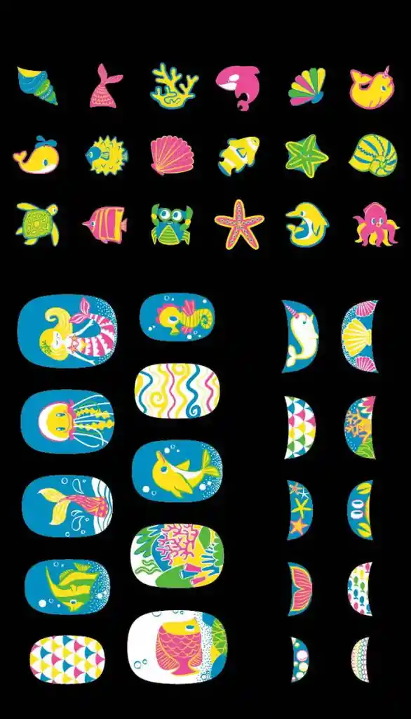 Juego Stickers De Uñas Infantiles Sirenas Para Niños