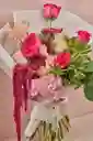 Bouquet Orgánico ''malva'' Flores Fucsia, Rosada Y Blancas. Lujoso