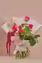 Bouquet Orgánico ''malva'' Flores Fucsia, Rosada Y Blancas. Lujoso