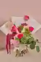 Bouquet Orgánico ''malva'' Flores Fucsia, Rosada Y Blancas. Lujoso