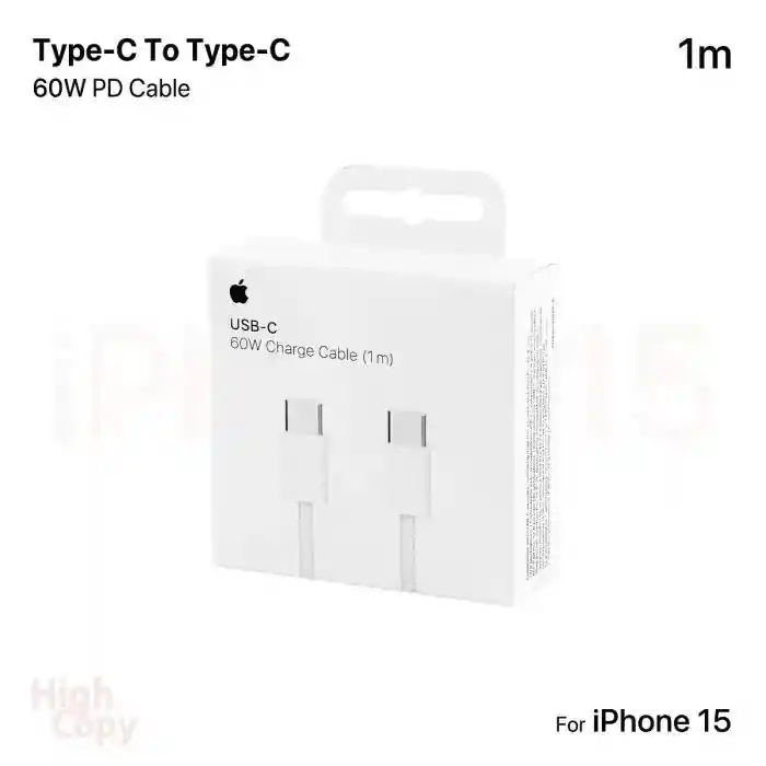 Cable Cargador Iphone 15 Carga Rapida 60w 1:1 Tipo C Generico
