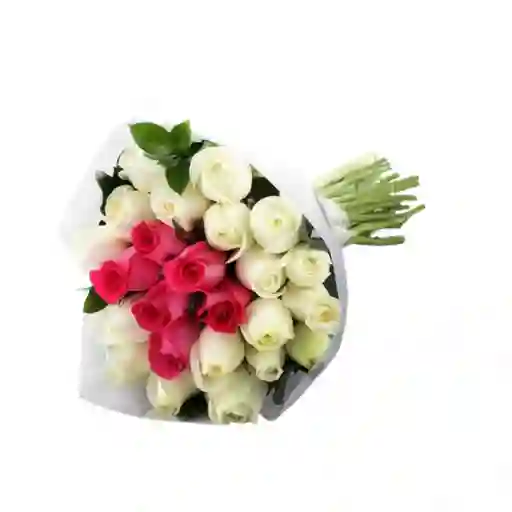 Rosas Blancas Y Rosas Fucsias En Bouquet
