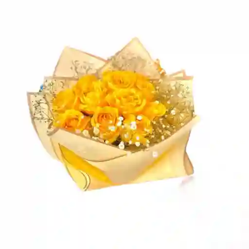 Rosas Amarillas Y Gipsofilia En Bouquet