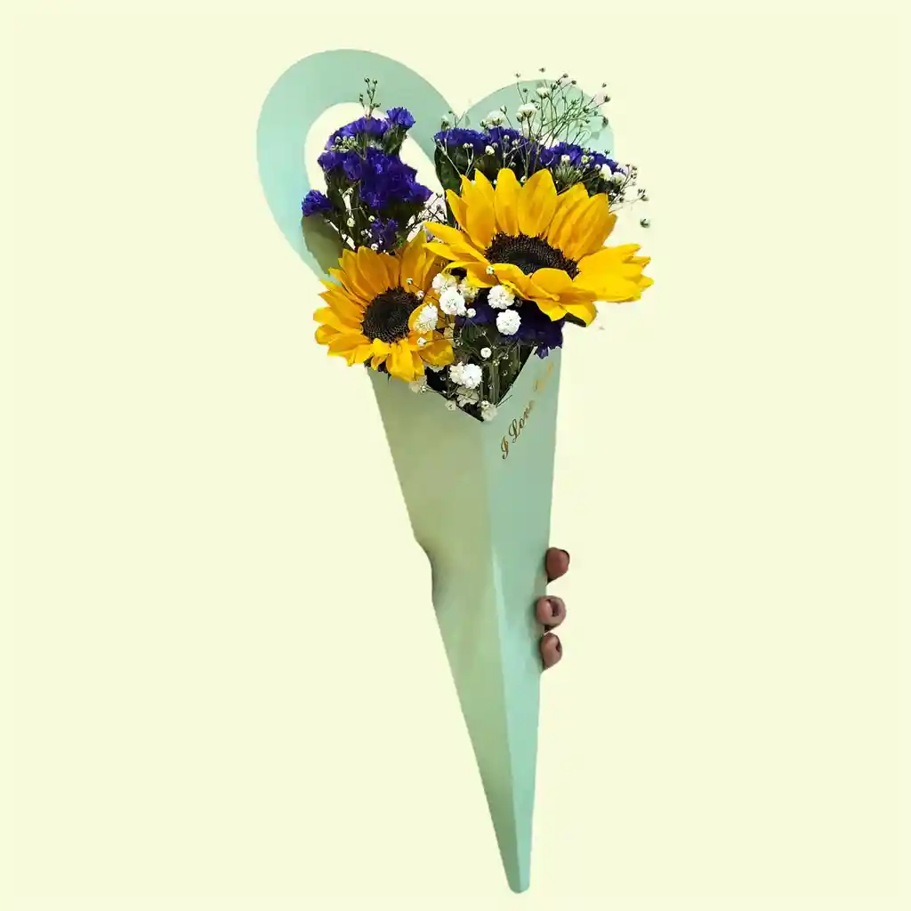 Mini Girasoles En Capuchón De Corazón