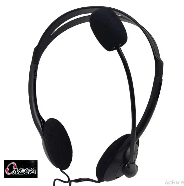 Diadema Con Micrófono Estéreo Omega, Ideal Para Estudio, Trabajo Remoto Y Conferencias. Ajustable, Liviana, Con Control De Volumen Y Doble Plug 3.5mm