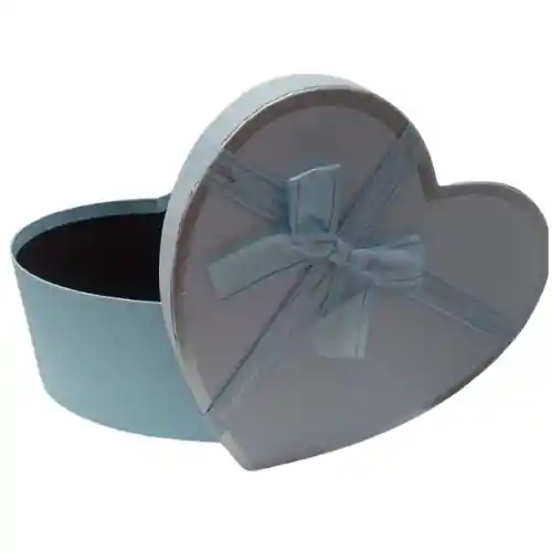 Caja De Regalo Corazon Azul Claro Ar1042 Mediana