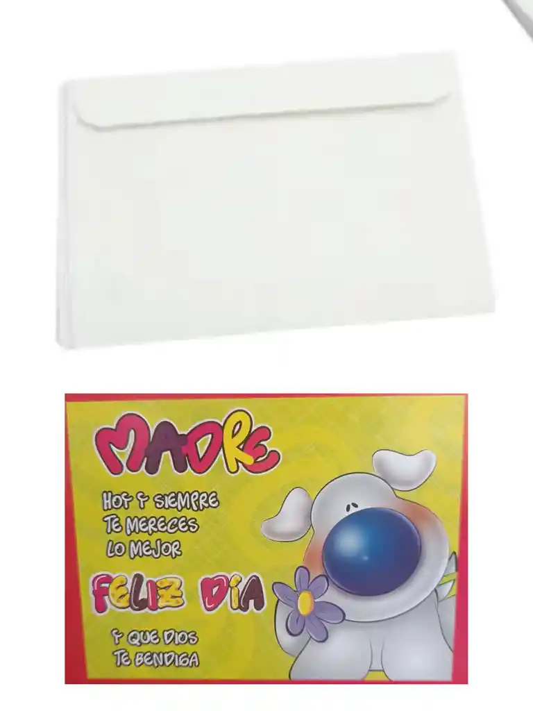 Tarjeta Regalo Mensaje Feliz Dia De La Madre Con Sobre Blanco 9x12 Cm Caligrafía Timoteo