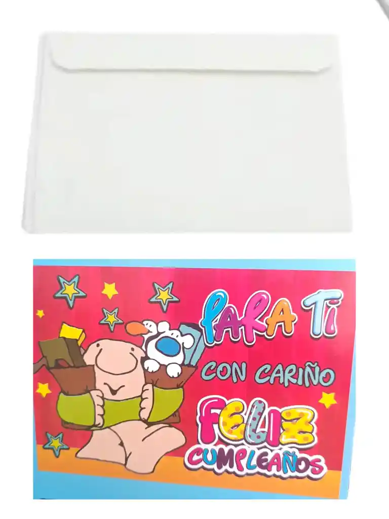 Tarjeta Regalo Mensaje Feliz Cumpleaños Con Sobre Blanco 9x12 Cm Caligrafía Timoteo