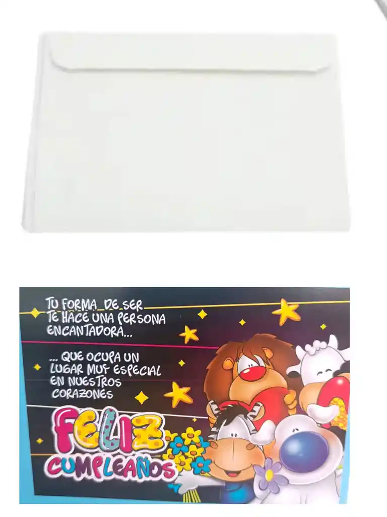 Tarjeta Regalo Mensaje Feliz Cumpleaños Con Sobre Blanco 9x12 Cm Caligrafía Timoteo