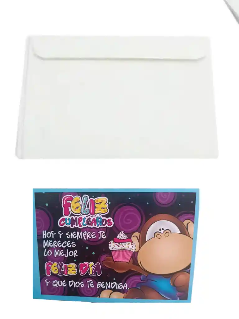 Tarjeta Regalo Mensaje Feliz Cumpleaños Con Sobre Blanco 9x12 Cm Caligrafía Timoteo