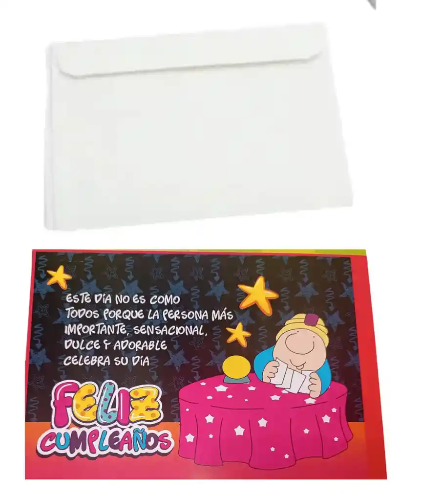 Tarjeta Regalo Mensaje Feliz Cumpleaños Con Sobre Blanco 18x12 Cm Caligrafía Timoteo