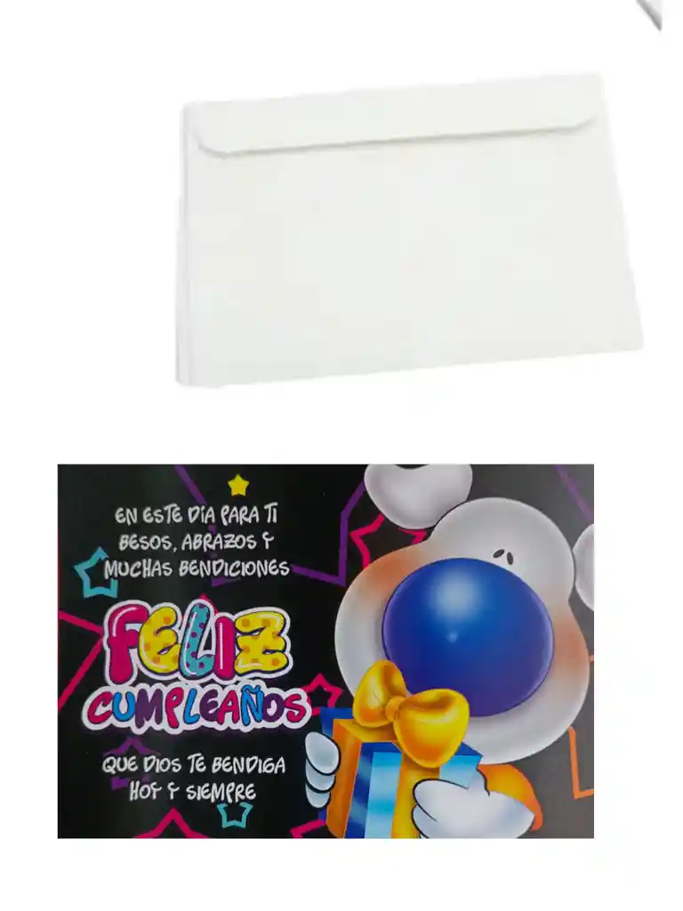 Tarjeta Regalo Mensaje Feliz Cumpleaños Con Sobre Blanco 18x12 Cm Caligrafía Timoteo