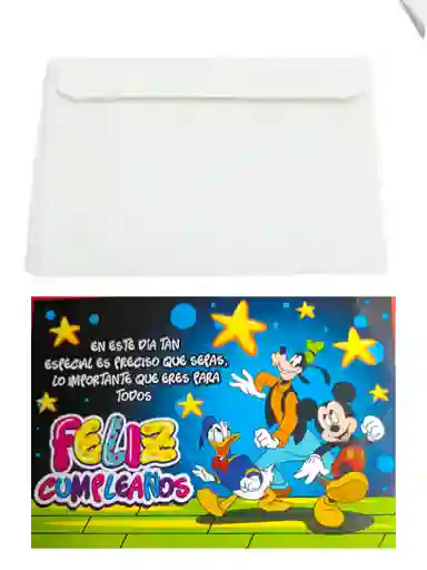 Tarjeta Regalo Mensaje Feliz Cumpleaños Con Sobre Blanco 18x12 Cm Caligrafía Timoteo