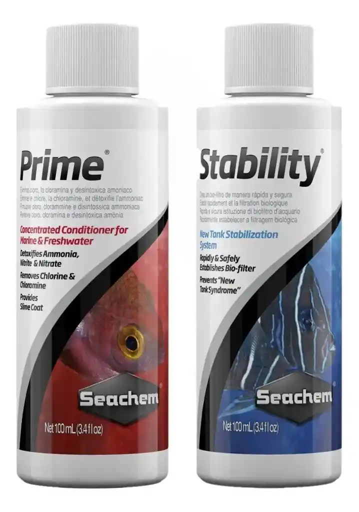 Acondicionador De Agua Combo Prime Stability Seachem 100ml X Unidad