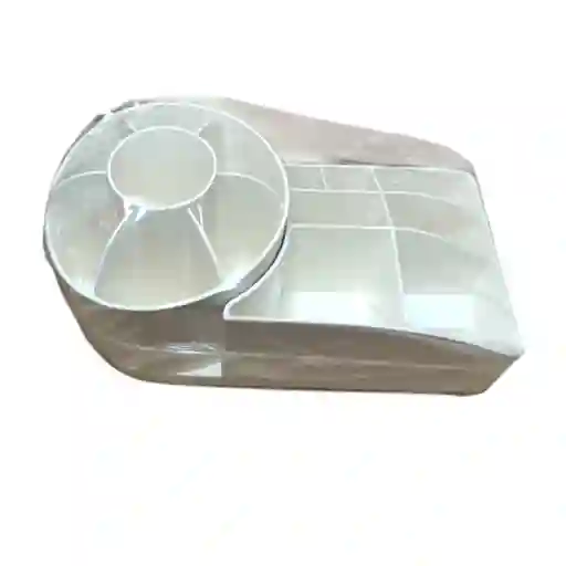 Organizador De Brochas Y Maquillaje Giratorio Blanco