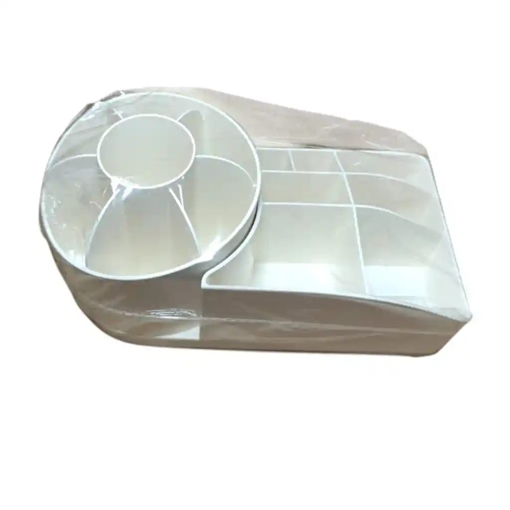 Organizador De Brochas Y Maquillaje Giratorio Blanco