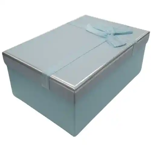 Caja De Regalo Rectangular Azul Claro Mediana