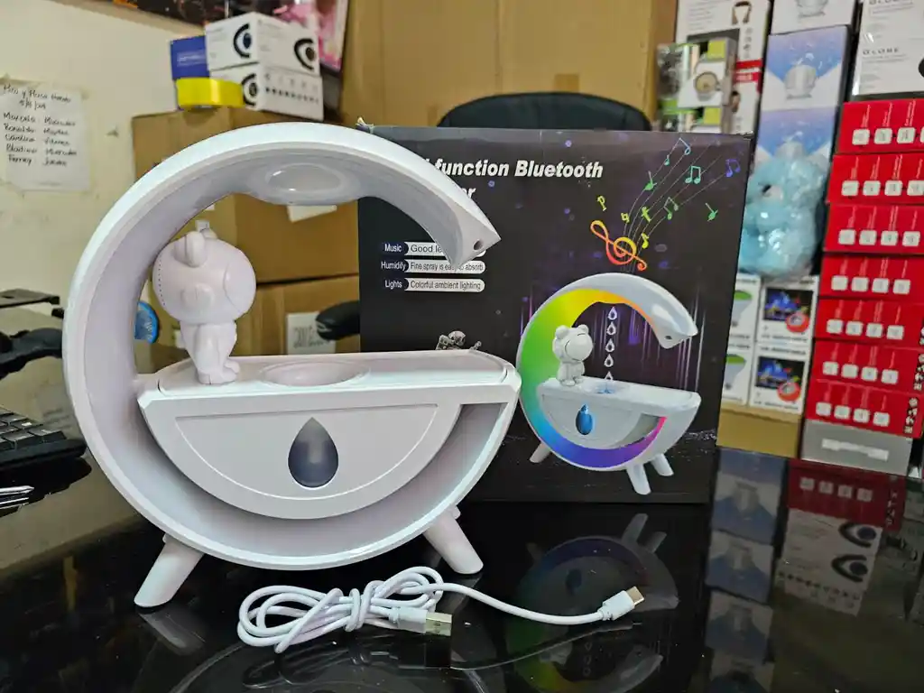 Humidificador Antigravedadcon Difusor Lámpara Led Parlante Bluetooth