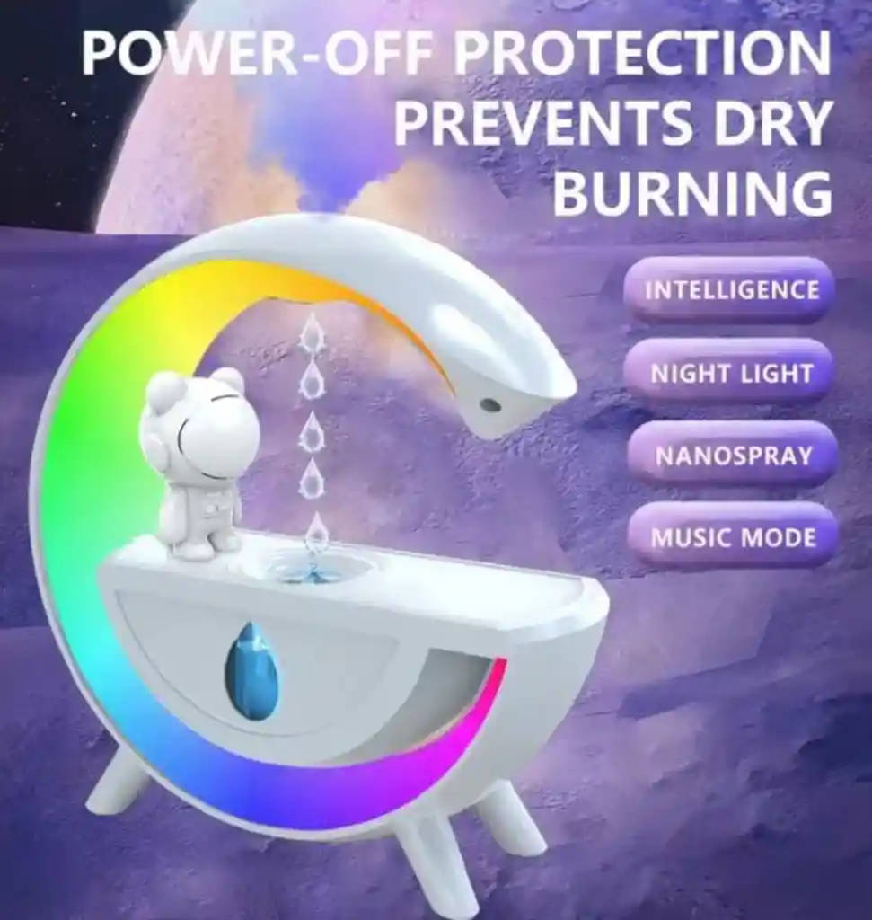 Humidificador Antigravedadcon Difusor Lámpara Led Parlante Bluetooth