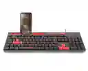 Teclado Gaming Gk-120 Tc504 Usb Con Soporte Para Celular, Teclas Multimedia Silenciosas Y Cable De 1.5m Ideal Para Juegos Y Streaming